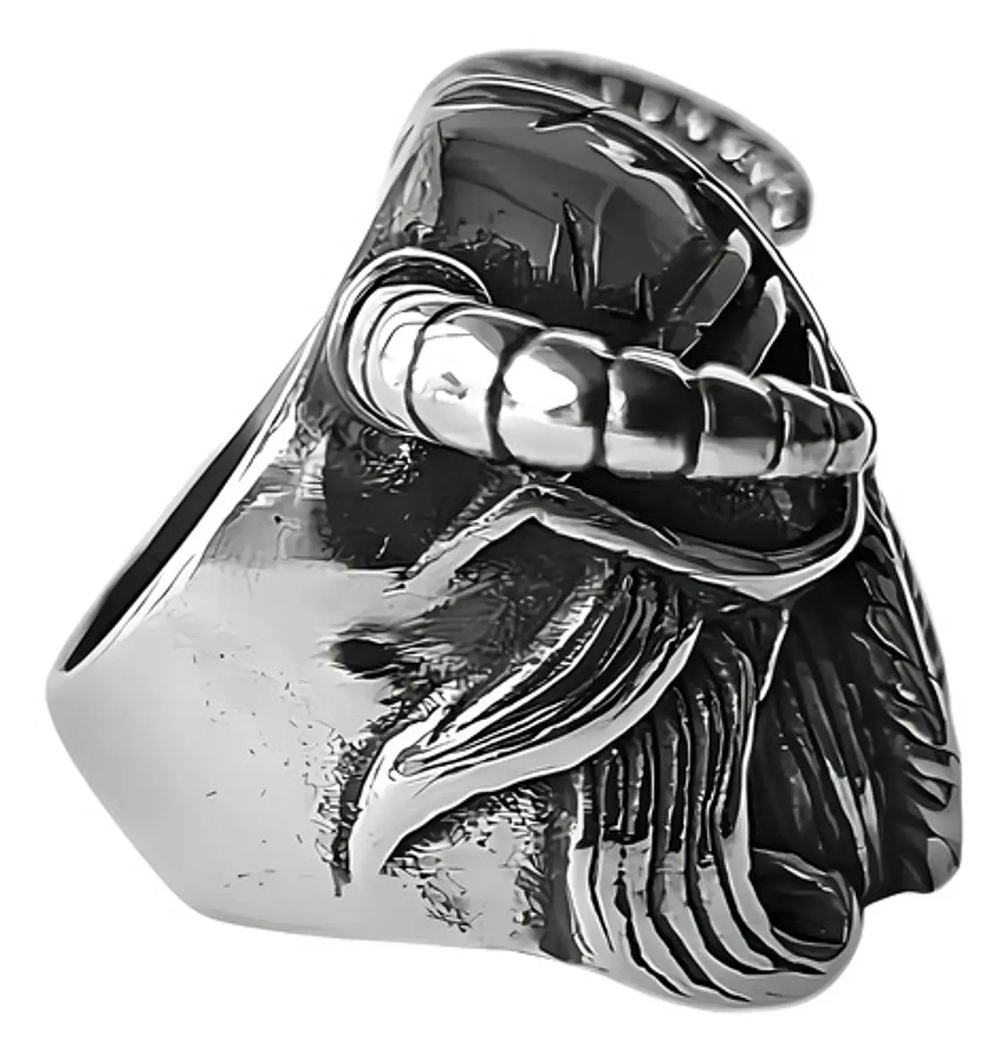 Anillo Vikingo Berserkers Barba Guerrero Color Plata Hombre 2