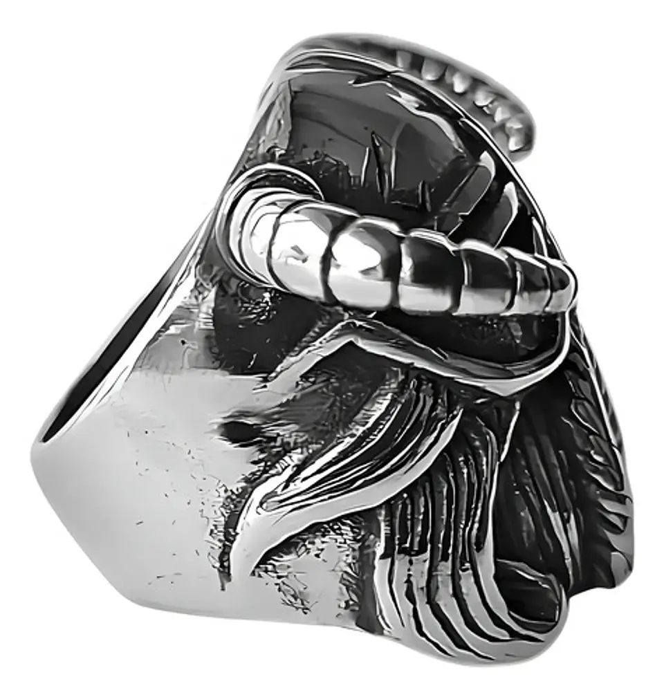 Anillo Vikingo Berserkers Barba Guerrero Color Plata Hombre 2