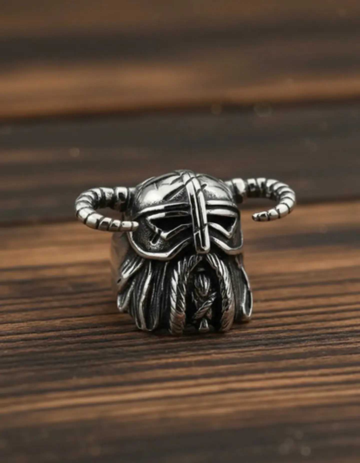 Anillo Vikingo Berserkers Barba Guerrero Color Plata Hombre 4
