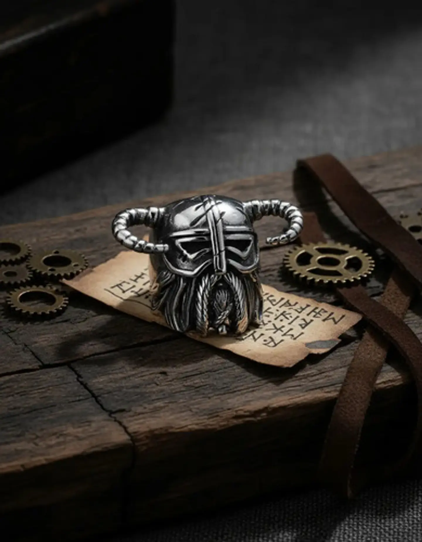 Anillo Vikingo Berserkers Barba Guerrero Color Plata Hombre 6