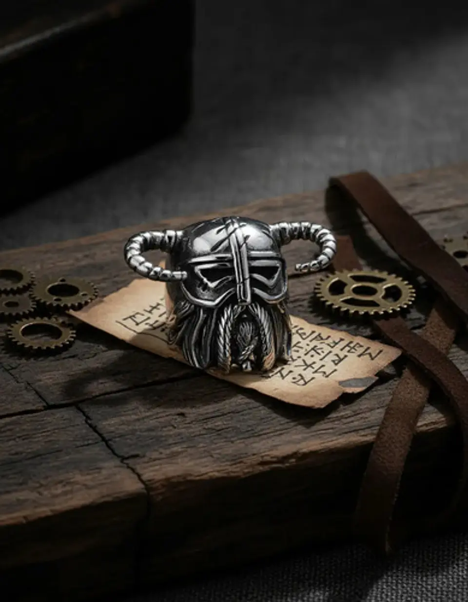 Anillo Vikingo Berserkers Barba Guerrero Color Plata Hombre 6