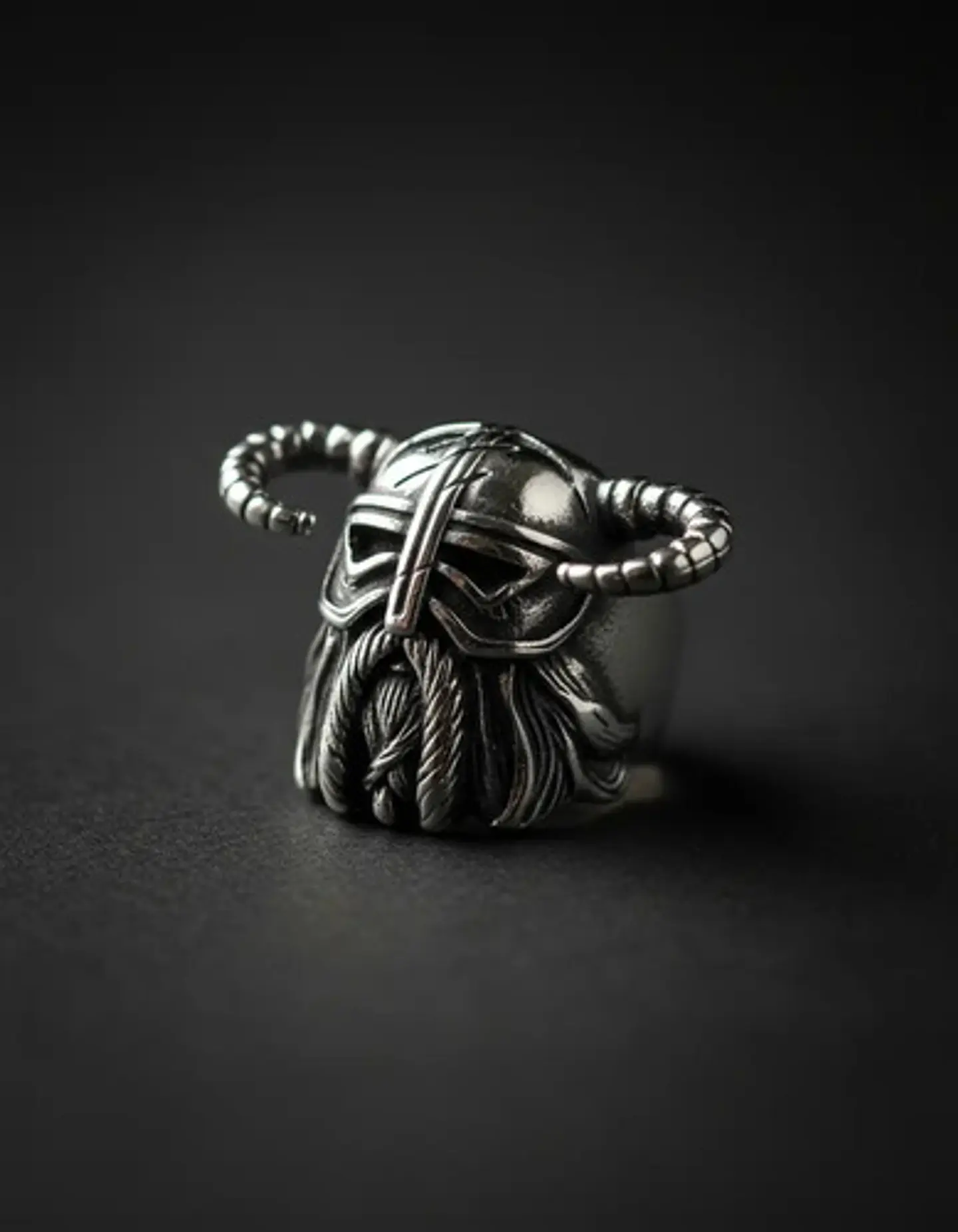 Anillo Vikingo Berserkers Barba Guerrero Color Plata Hombre 7
