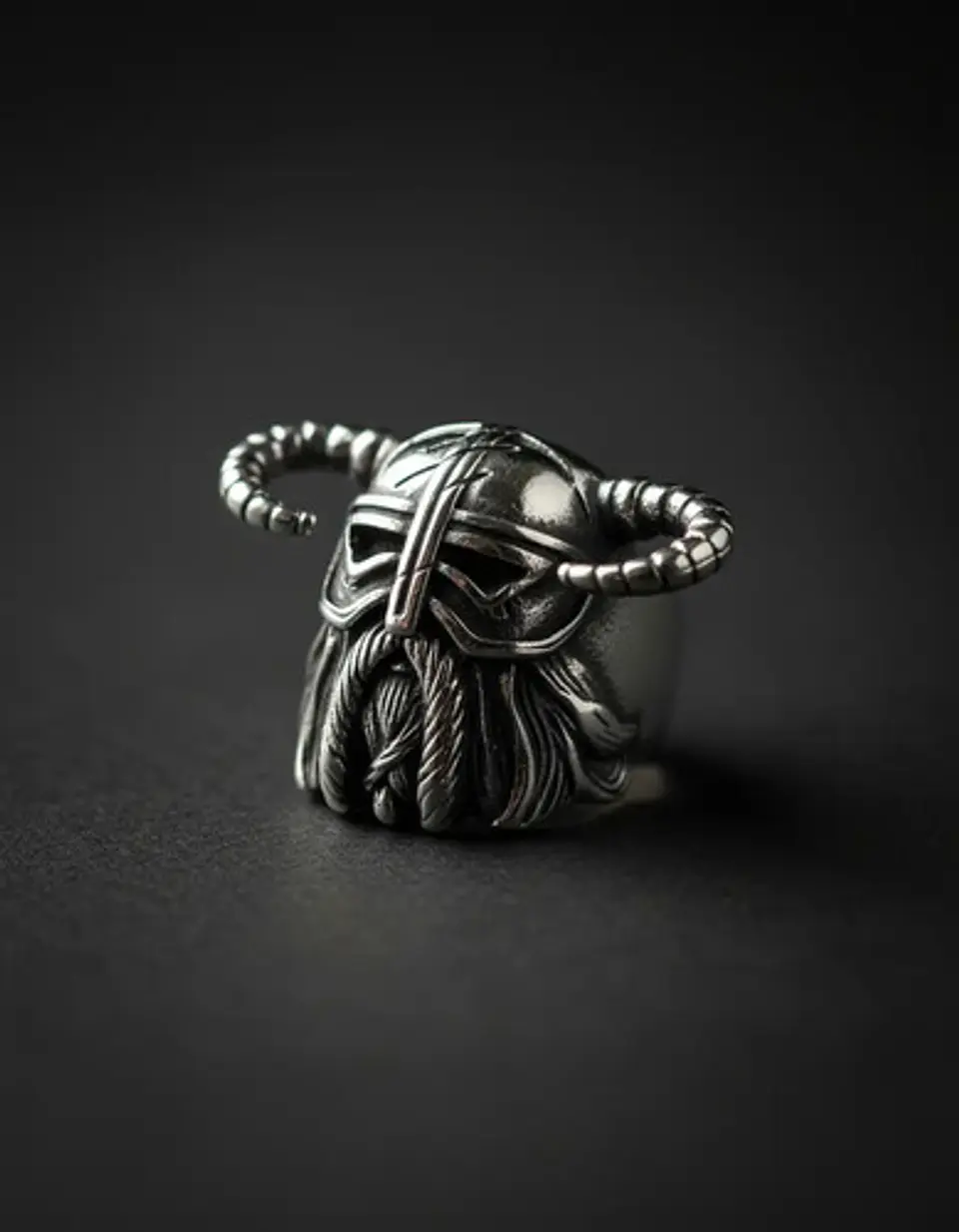 Anillo Vikingo Berserkers Barba Guerrero Color Plata Hombre 7