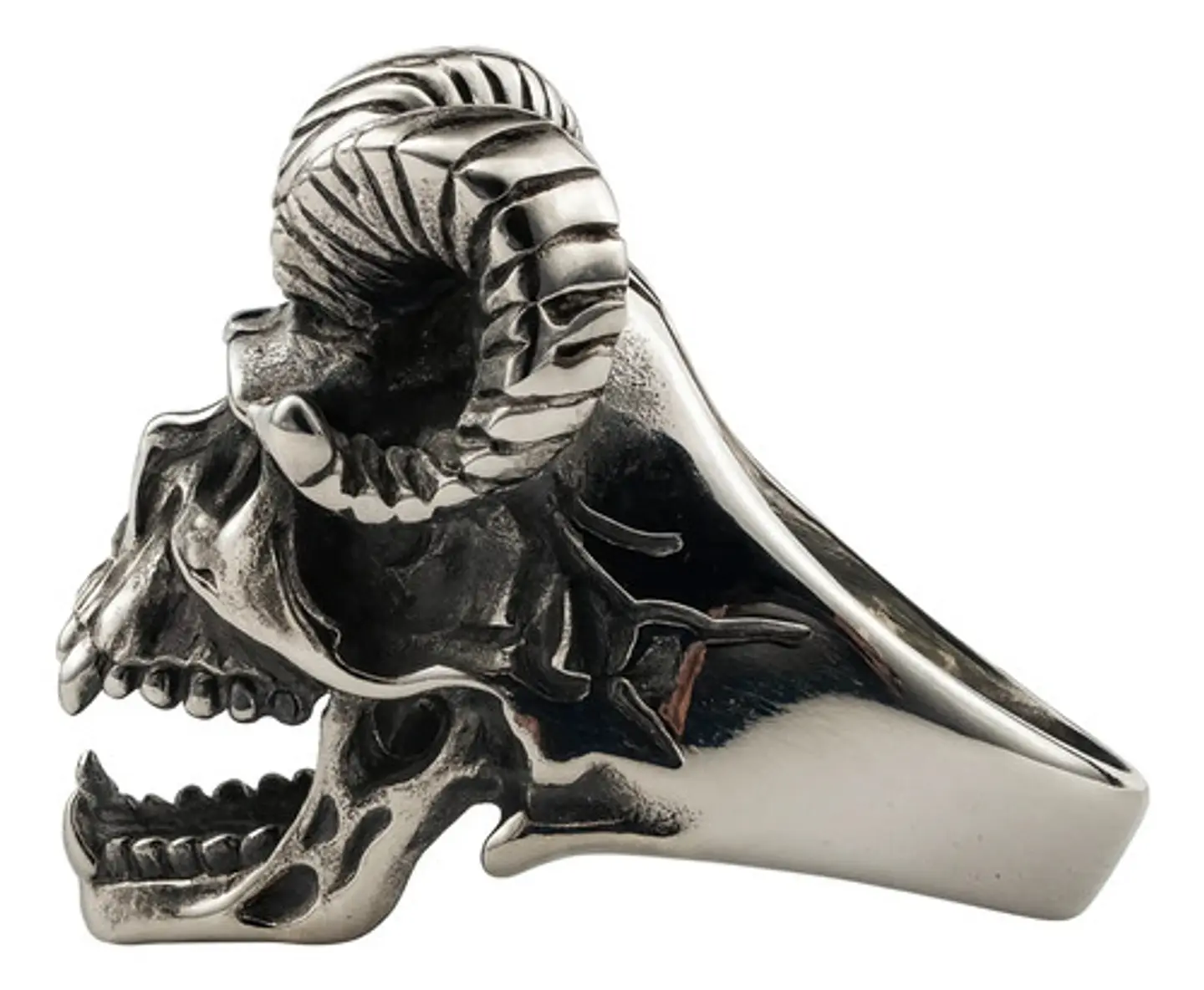 Anillo Para Hombres Color Plata Forma Cráneo Biker De Acero 2