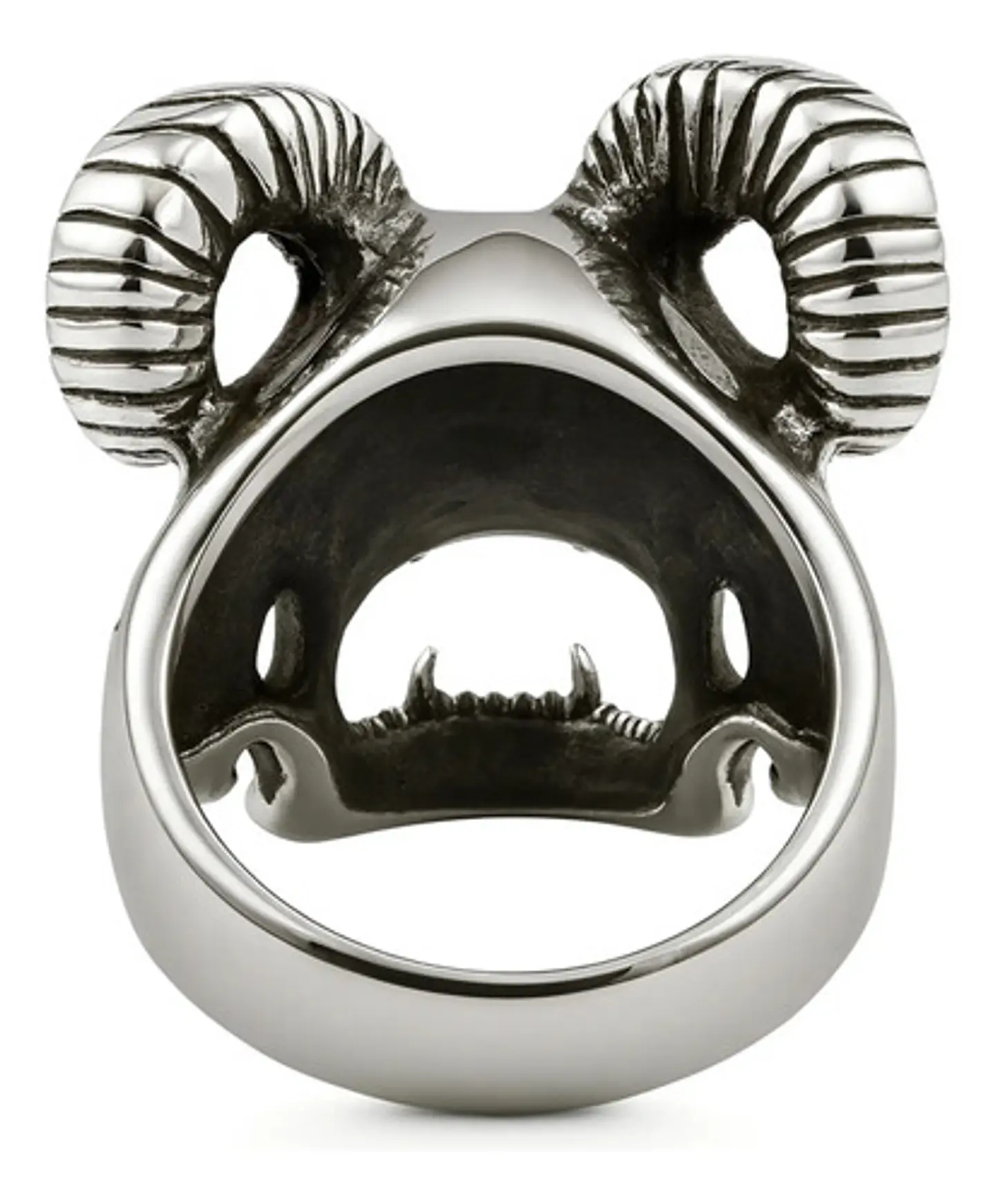 Anillo Para Hombres Color Plata Forma Cráneo Biker De Acero 3
