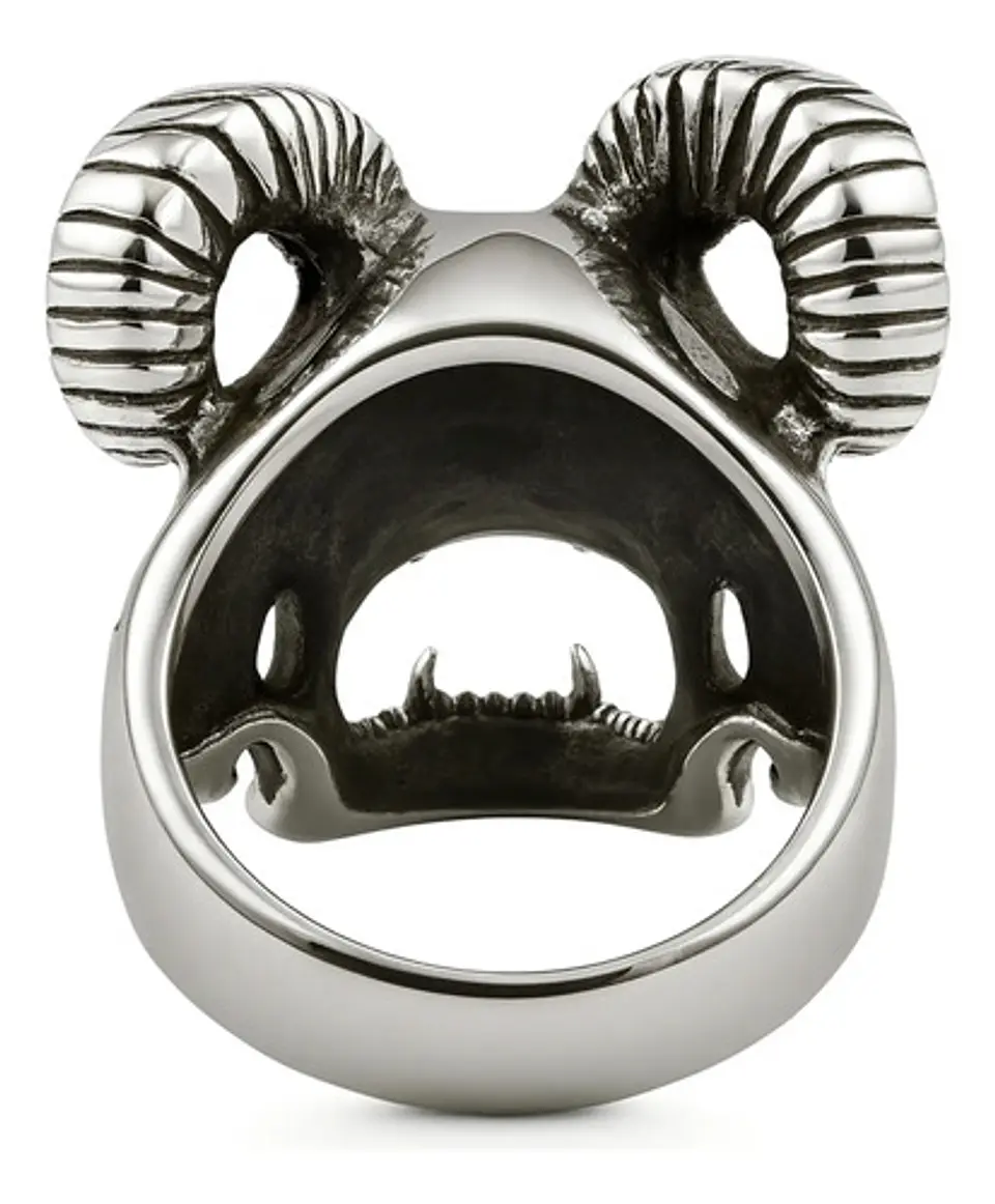 Anillo Para Hombres Color Plata Forma Cráneo Biker De Acero 3