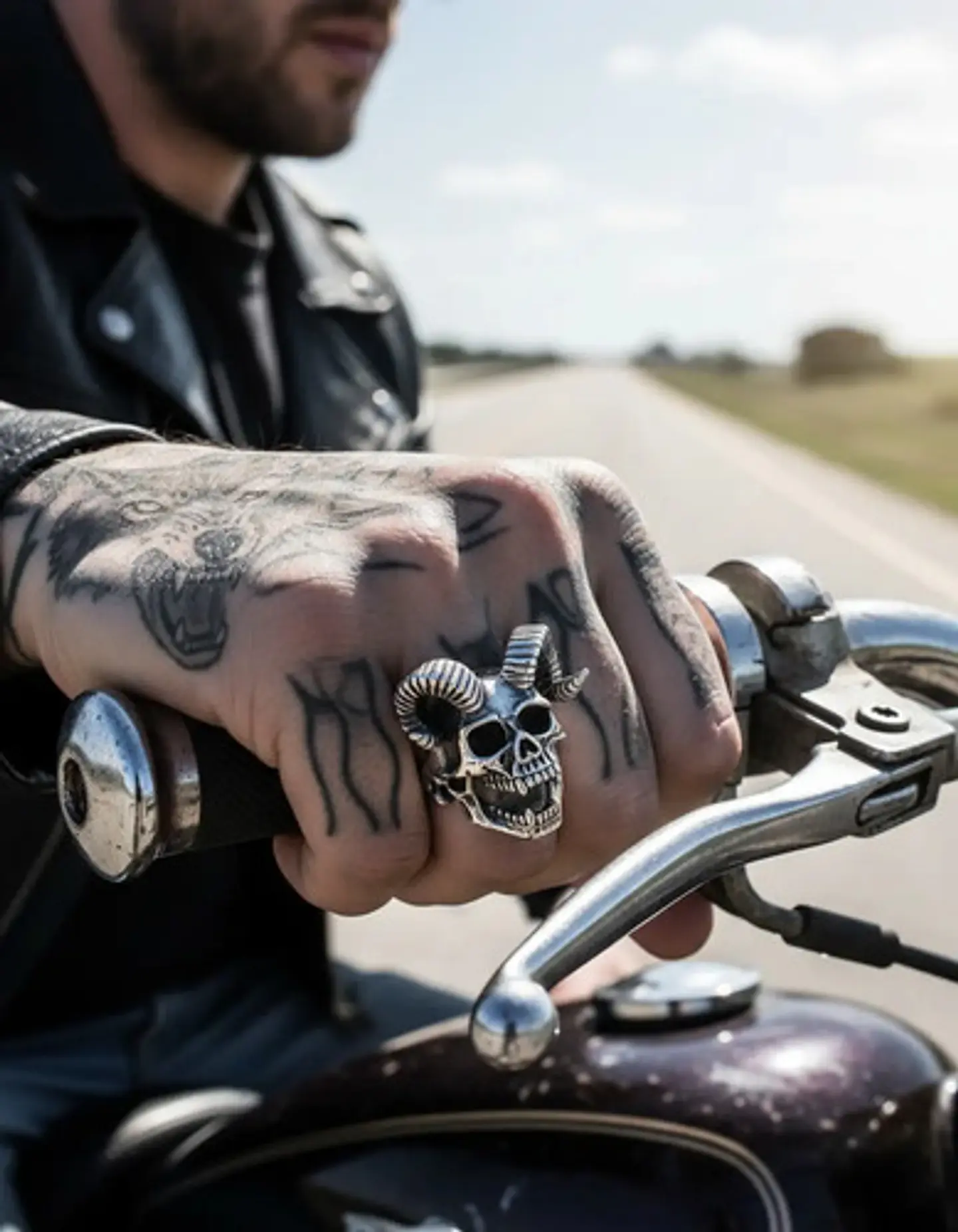 Anillo Para Hombres Color Plata Forma Cráneo Biker De Acero 6