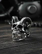Anillo Para Hombres Color Plata Forma Cráneo Biker De Acero - Miniatura 8