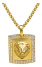 Collar Escudo León Realeza Acero Inoxidable Color Oro Hombre - Miniatura 1