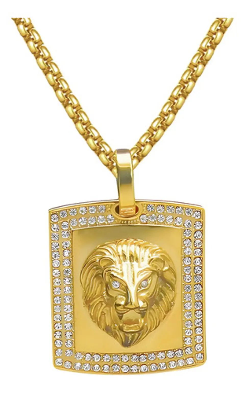 Collar Escudo León Realeza Acero Inoxidable Color Oro Hombre 1