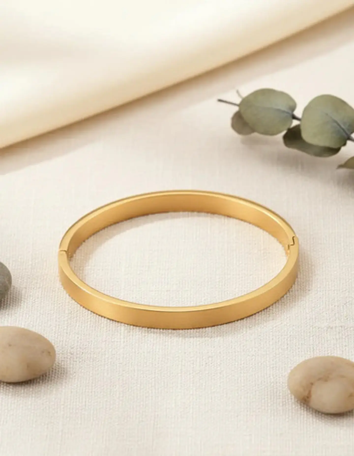 Pulsera Brazalete Aro Color Oro Ajustable Acero 8 Mm Hombre 2