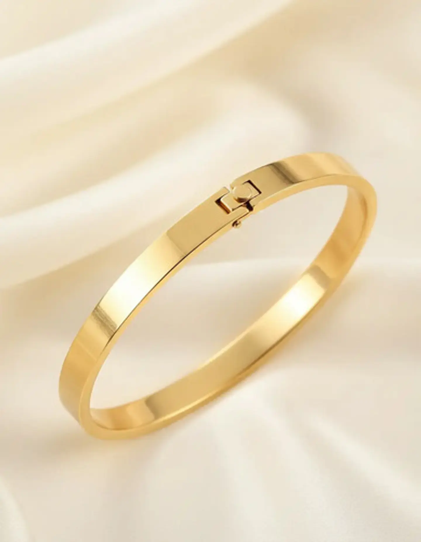 Pulsera Brazalete Aro Color Oro Ajustable Acero 8 Mm Hombre 6