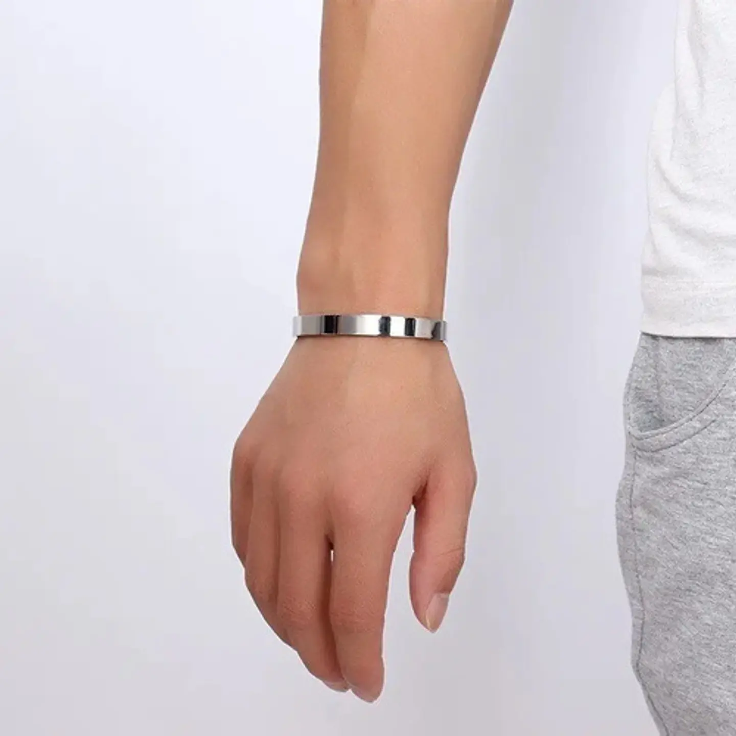 Pulsera Brazalete Aro Color Oro Ajustable Acero 8 Mm Hombre 10