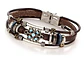 Pulsera Brazalete Manilla Cuero Tipo Bohemia Piedra Hombre - Miniatura 1