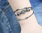 Pulsera Brazalete Manilla Cuero Tipo Bohemia Piedra Hombre - Miniatura 4