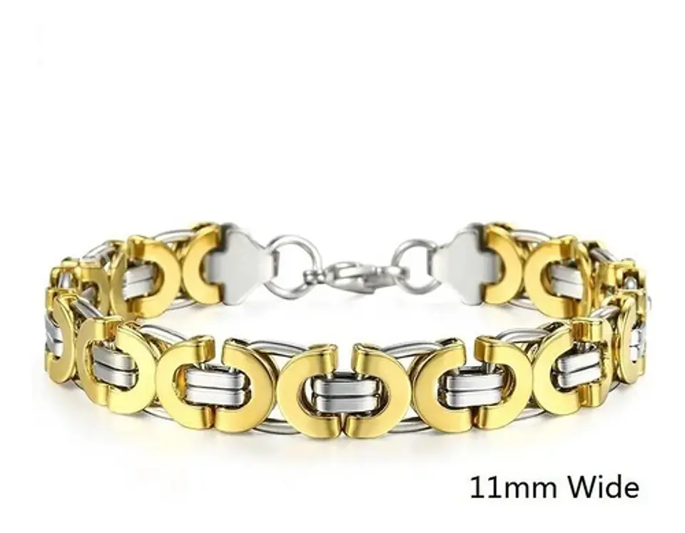 Pulsera Brazalete Esclava Bizantina Joyería Color Oro Hombre 5