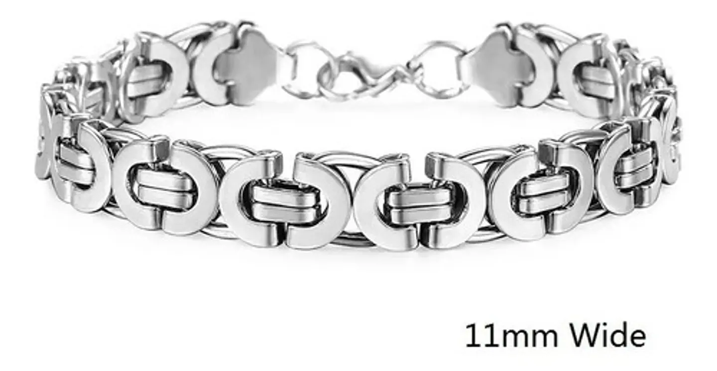 Pulsera Brazalete Esclava Bizantina Joyería Color Oro Hombre 7