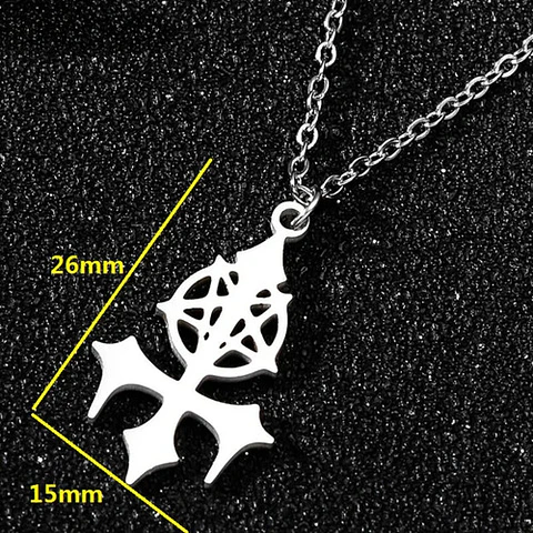 Collar Dije En Acero Inoxidable Cadena Color Plata Lucifer