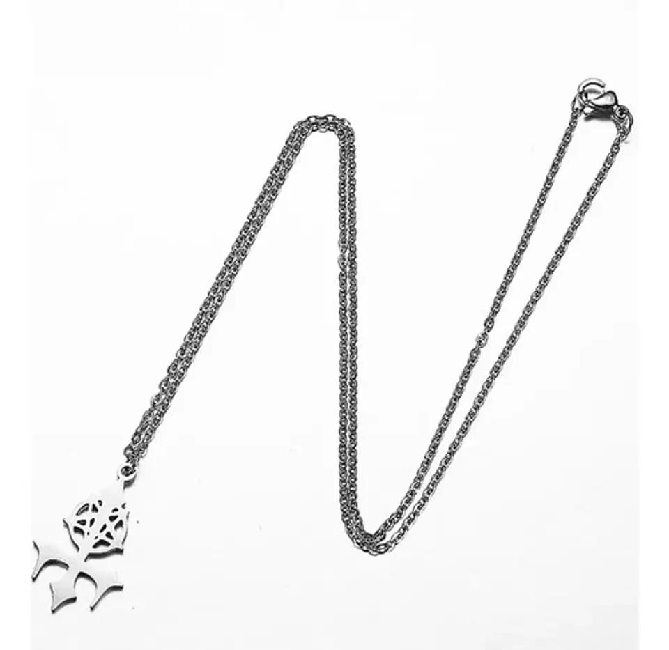 Collar Dije En Acero Inoxidable Cadena Color Plata Lucifer 4