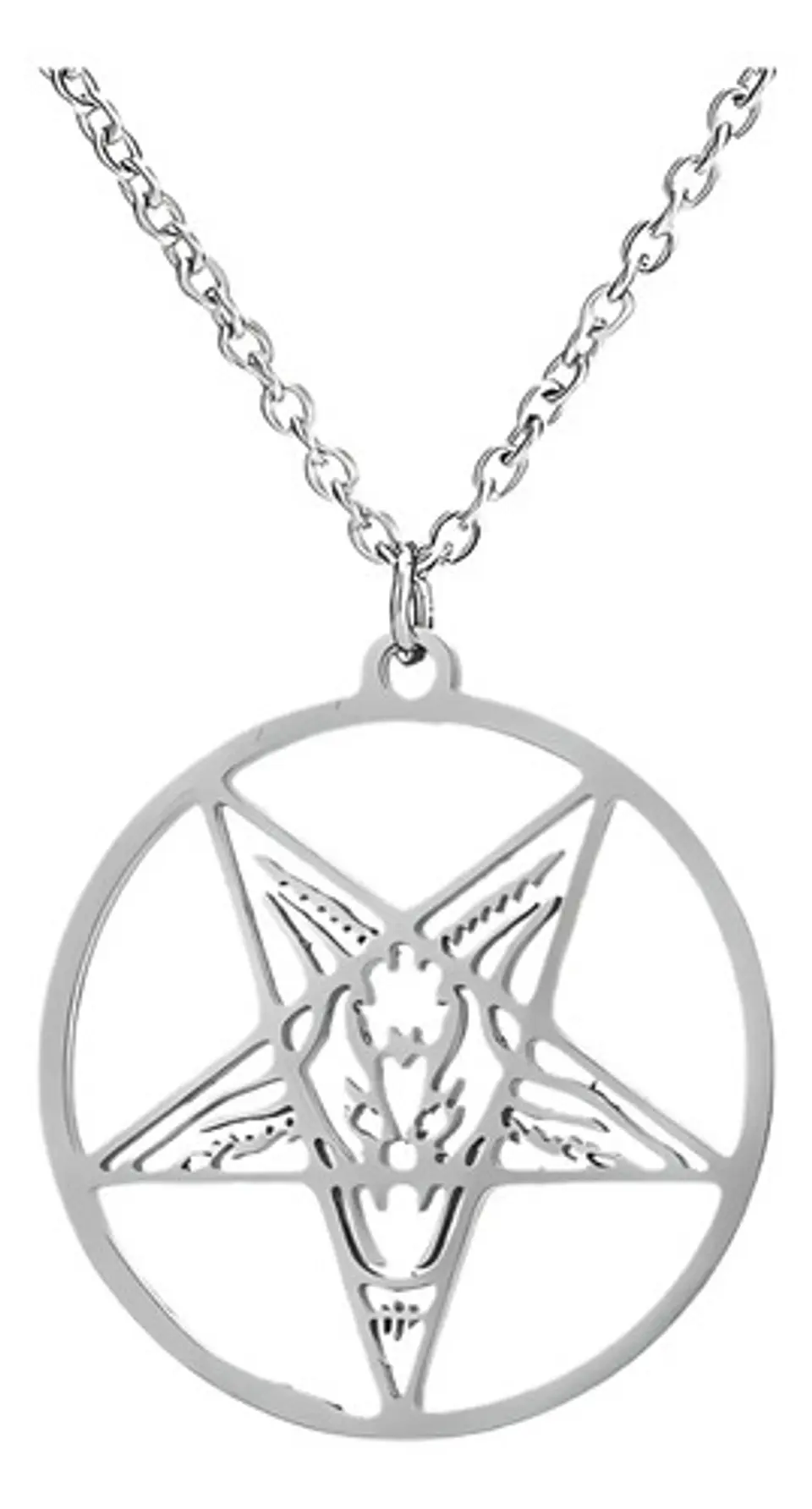 Collar Dije En Acero Inoxidable Cadena Color Plata Lucifer 5