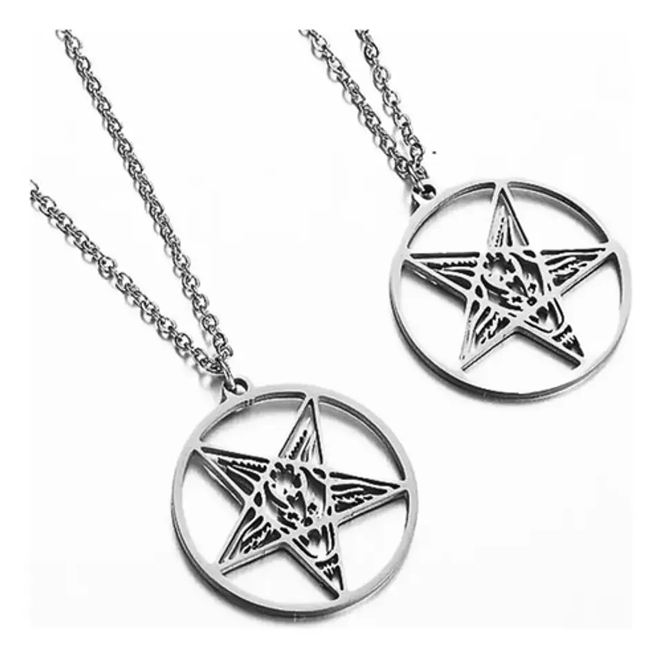 Collar Dije En Acero Inoxidable Cadena Color Plata Lucifer 6