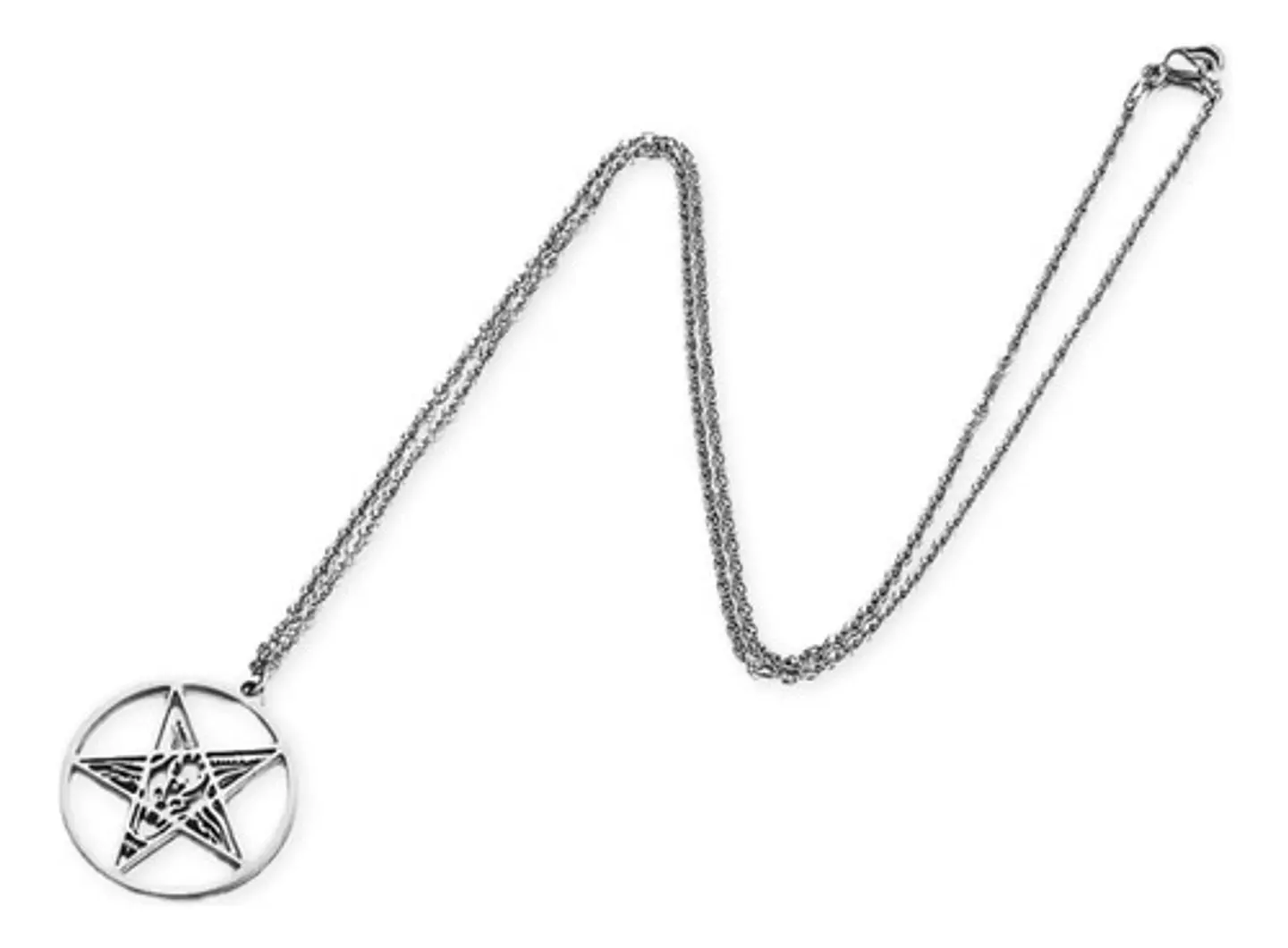 Collar Dije En Acero Inoxidable Cadena Color Plata Lucifer 7
