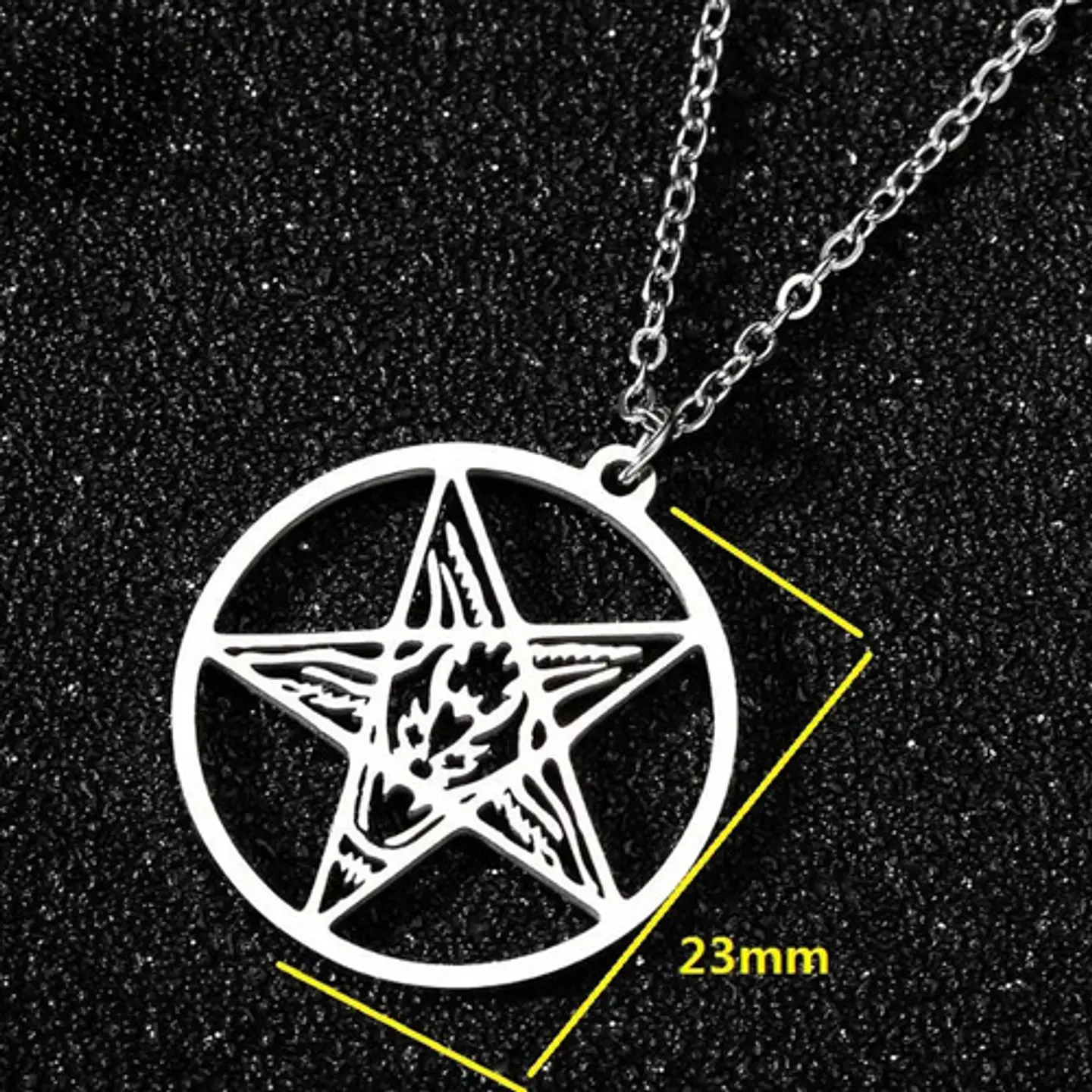 Collar Dije En Acero Inoxidable Cadena Color Plata Lucifer 8