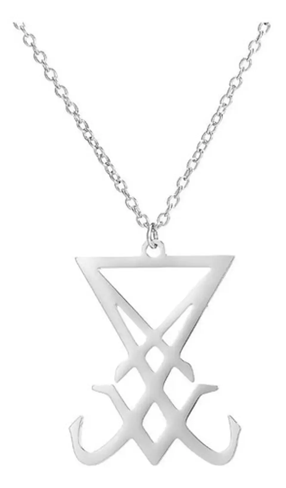 Collar Dije En Acero Inoxidable Cadena Color Plata Lucifer 9