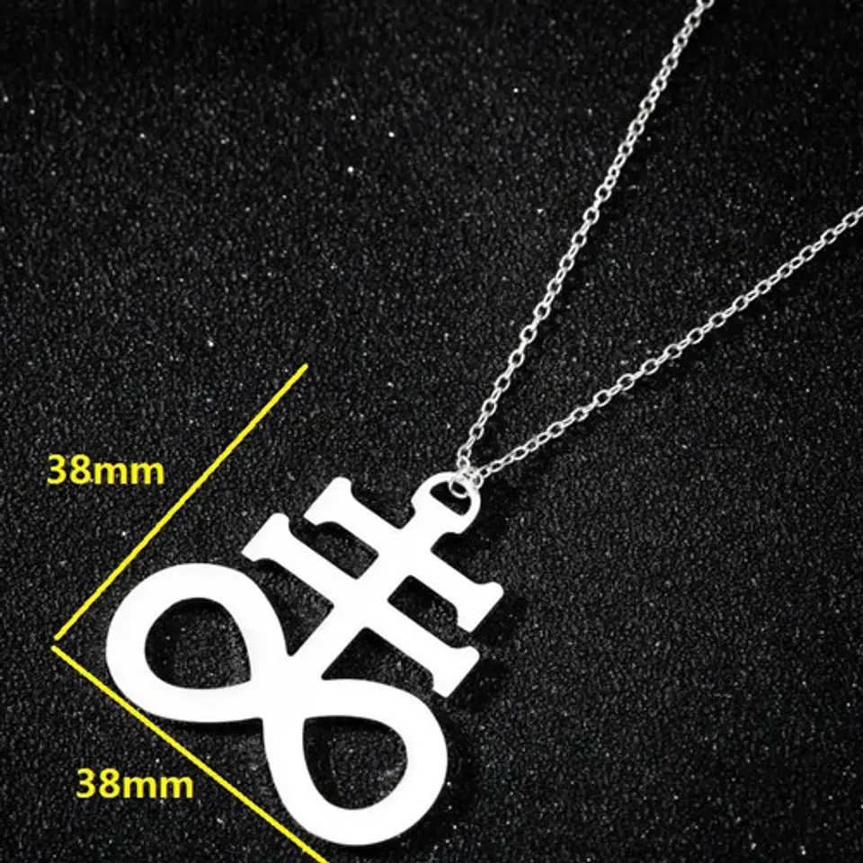 Collar Dije En Acero Inoxidable Cadena Color Plata Lucifer 13