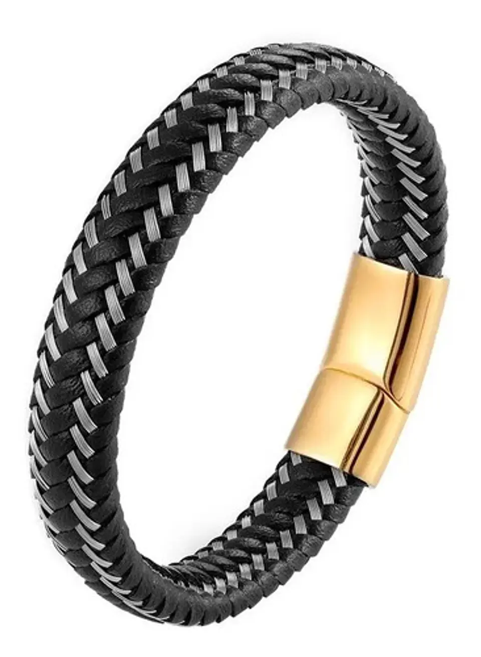 Pulsera Brazalete Cuero Trenzado Clásico 12 Mm Tejida Hombre 5
