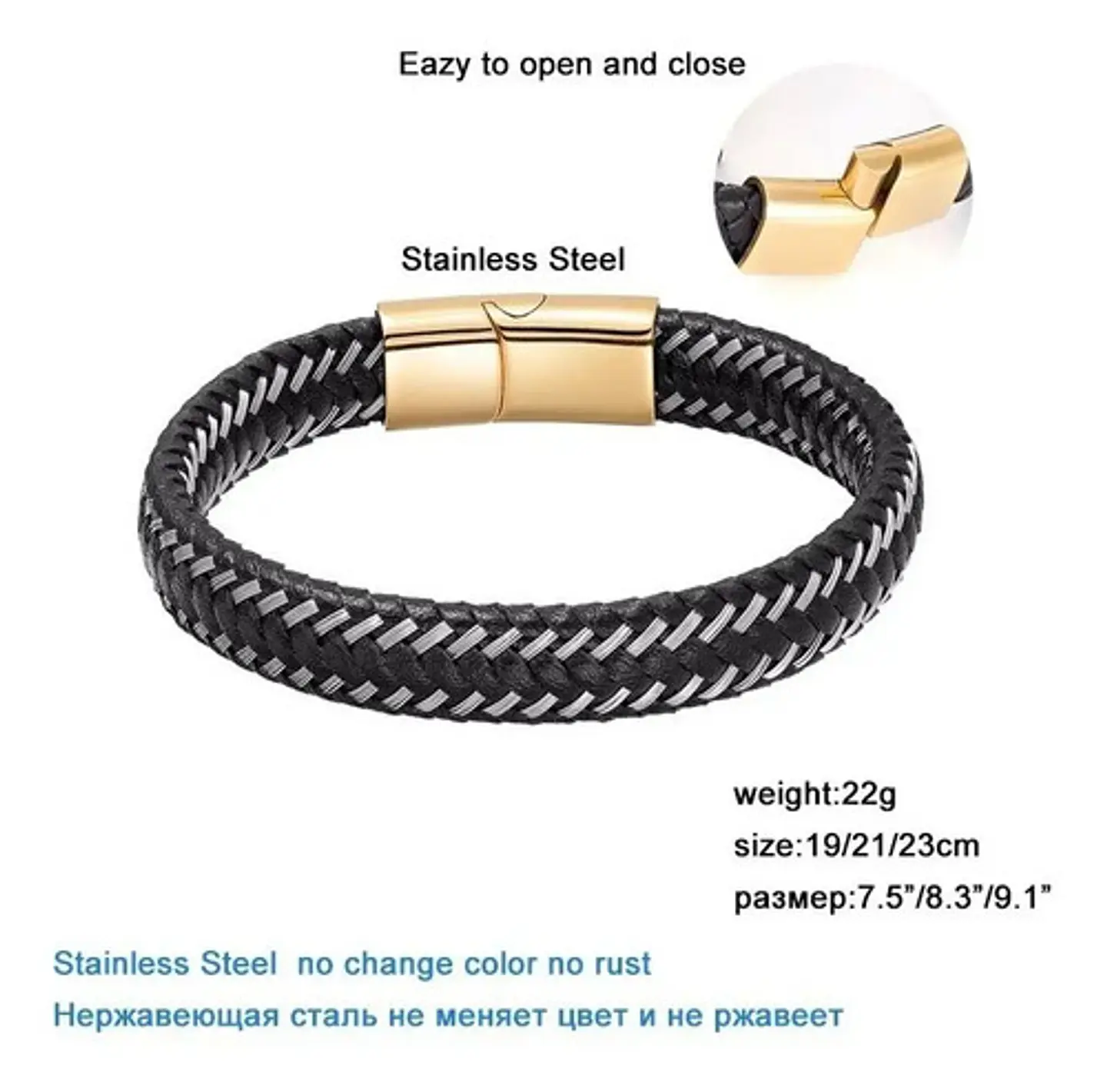 Pulsera Brazalete Cuero Trenzado Clásico 12 Mm Tejida Hombre 6