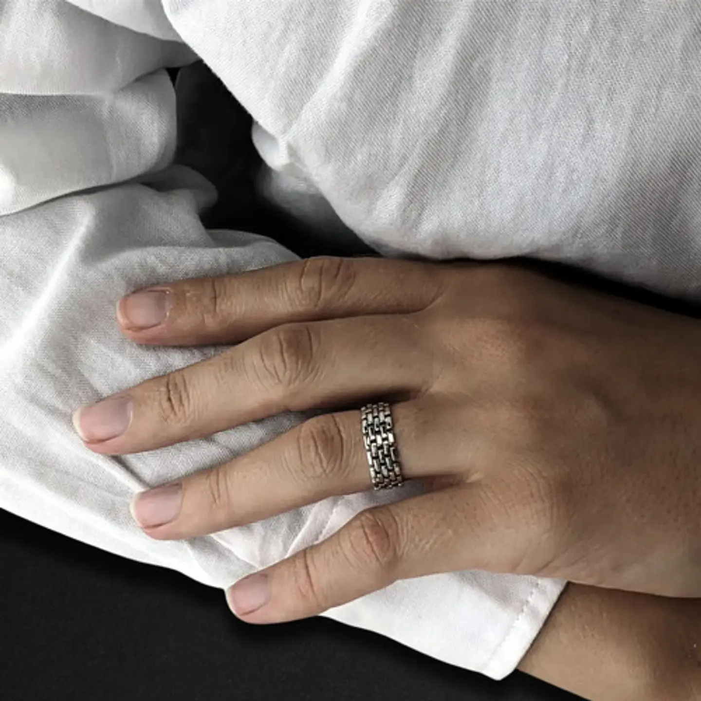 Anillo Color Plata Royal Cadena Eslabon Clásico Acero Hombre 4