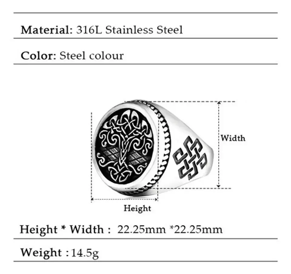 Anillo Color Plata Árbol De La Vida Vikingo Celtas Hombre 2