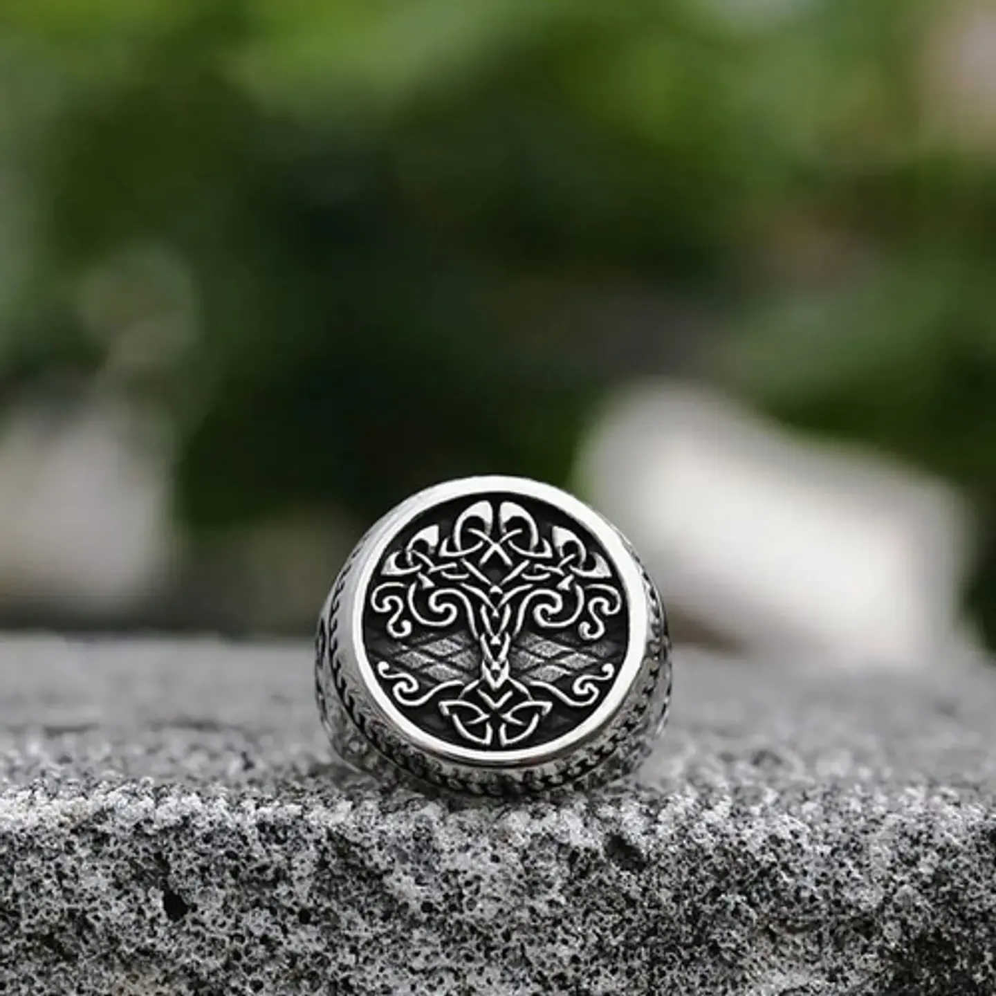 Anillo Color Plata Árbol De La Vida Vikingo Celtas Hombre 6