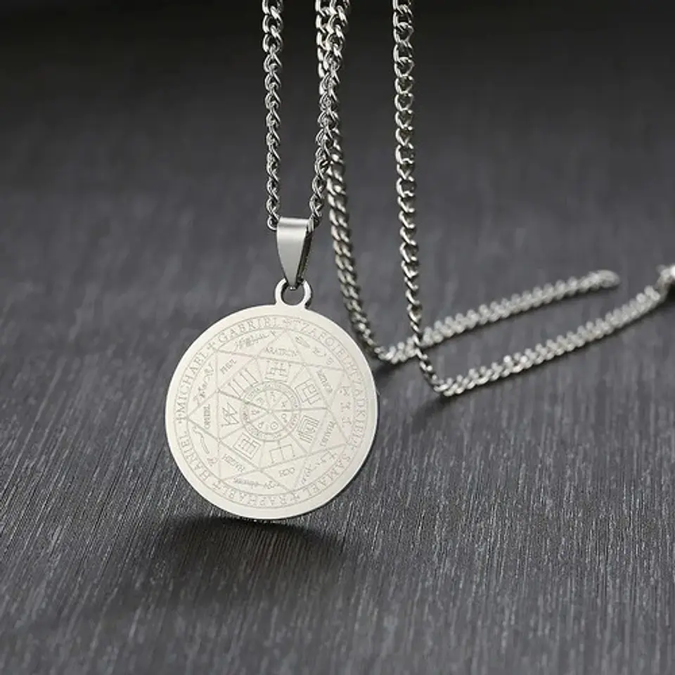 Collar Siete Arcángeles Solomon Kabbalah Amuleto Para Hombre 3