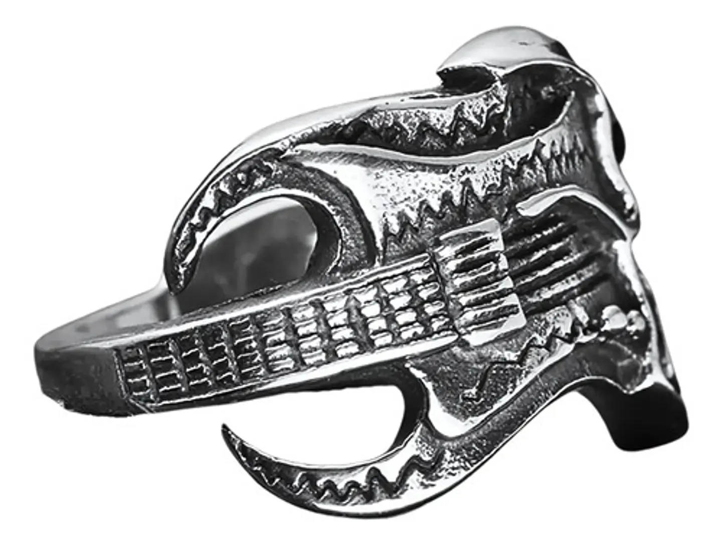 Anillo Color Plata Guitarra Rock Metal Cráneo Skull Hombre 2