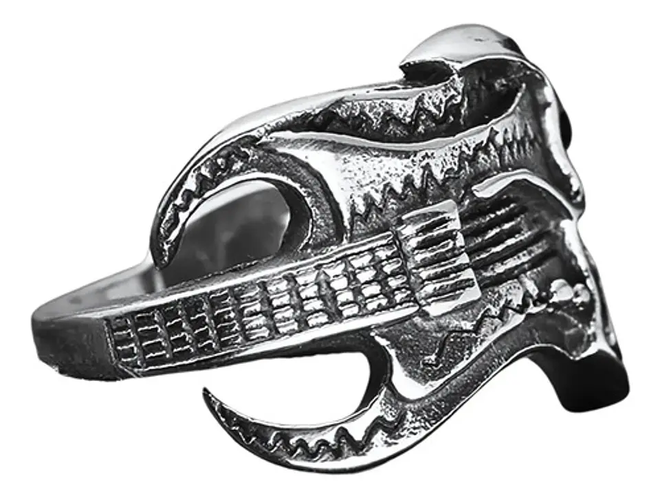Anillo Color Plata Guitarra Rock Metal Cráneo Skull Hombre 2