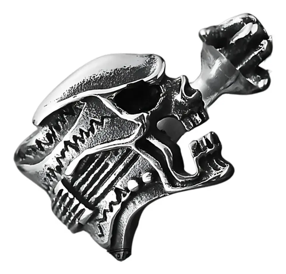Anillo Color Plata Guitarra Rock Metal Cráneo Skull Hombre 3