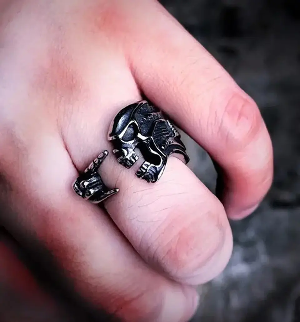Anillo Color Plata Guitarra Rock Metal Cráneo Skull Hombre 4