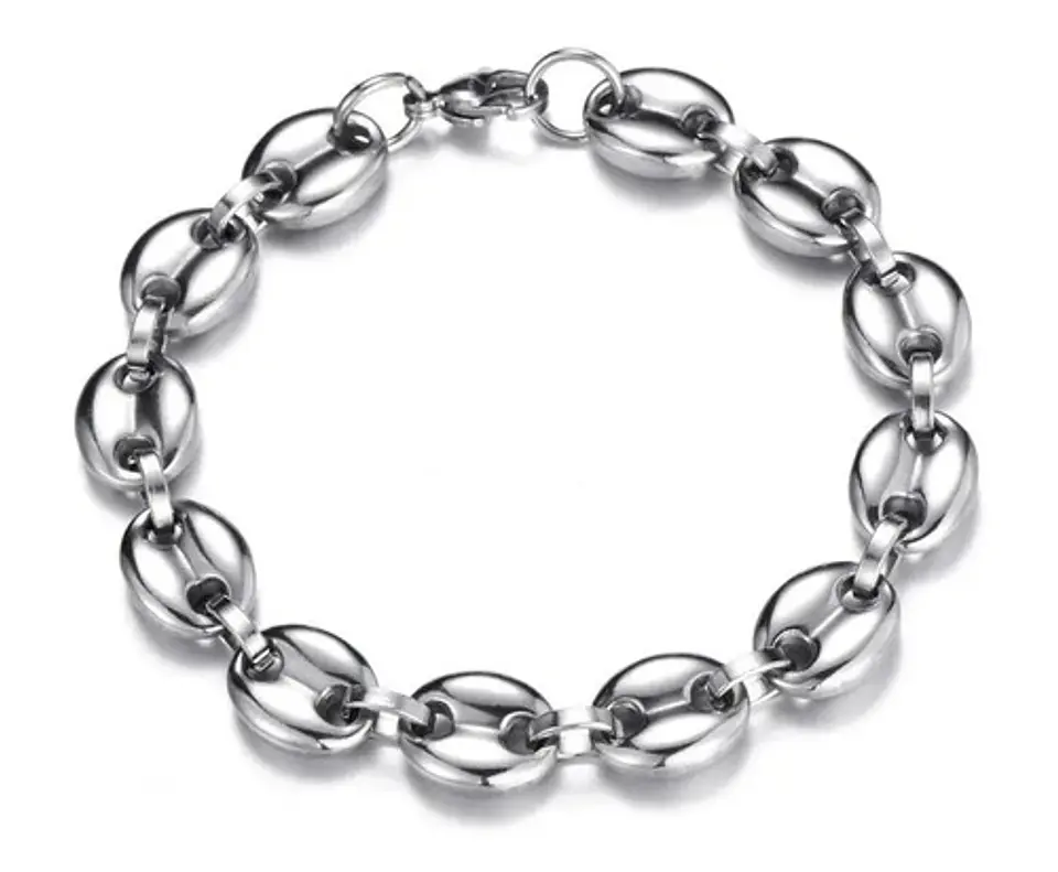 Pulsera Brazalete Esclava Granos 8 Mm Color Oro Para Hombre 7