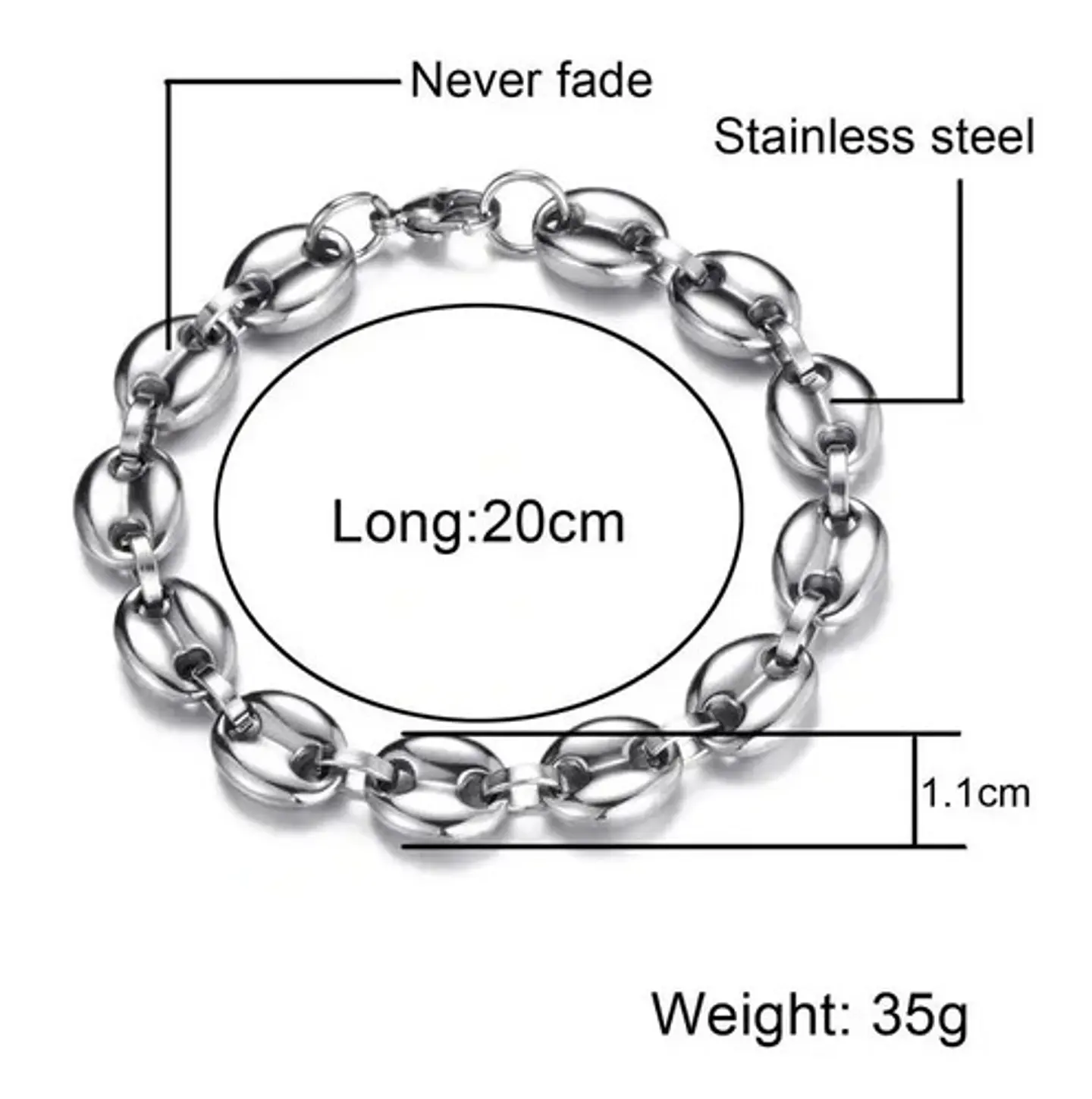 Pulsera Brazalete Esclava Granos 8 Mm Color Oro Para Hombre 8
