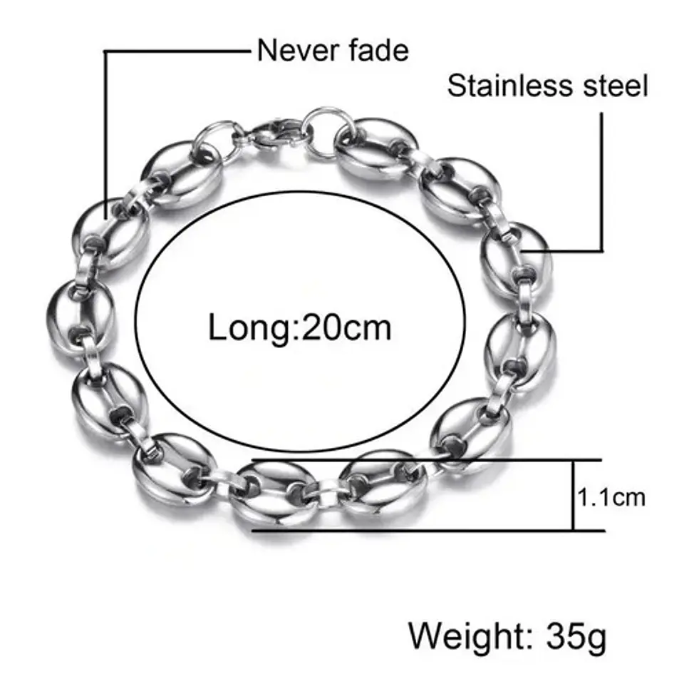 Pulsera Brazalete Esclava Granos 8 Mm Color Oro Para Hombre 8