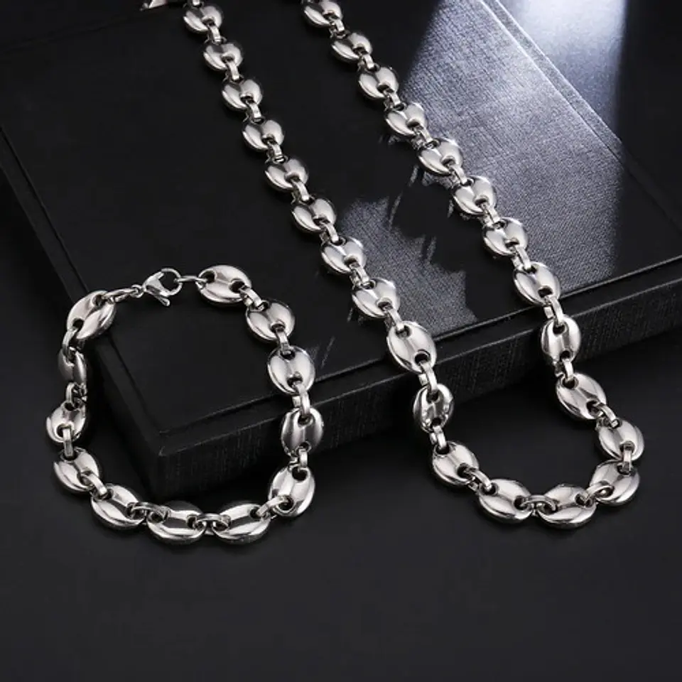 Pulsera Brazalete Esclava Granos 8 Mm Color Oro Para Hombre 9