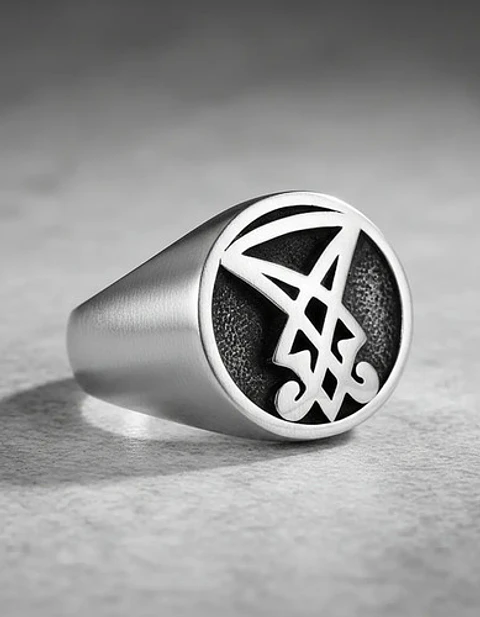 Anillo Color Plata Sello Sigil Acero Inoxidable Para Hombre