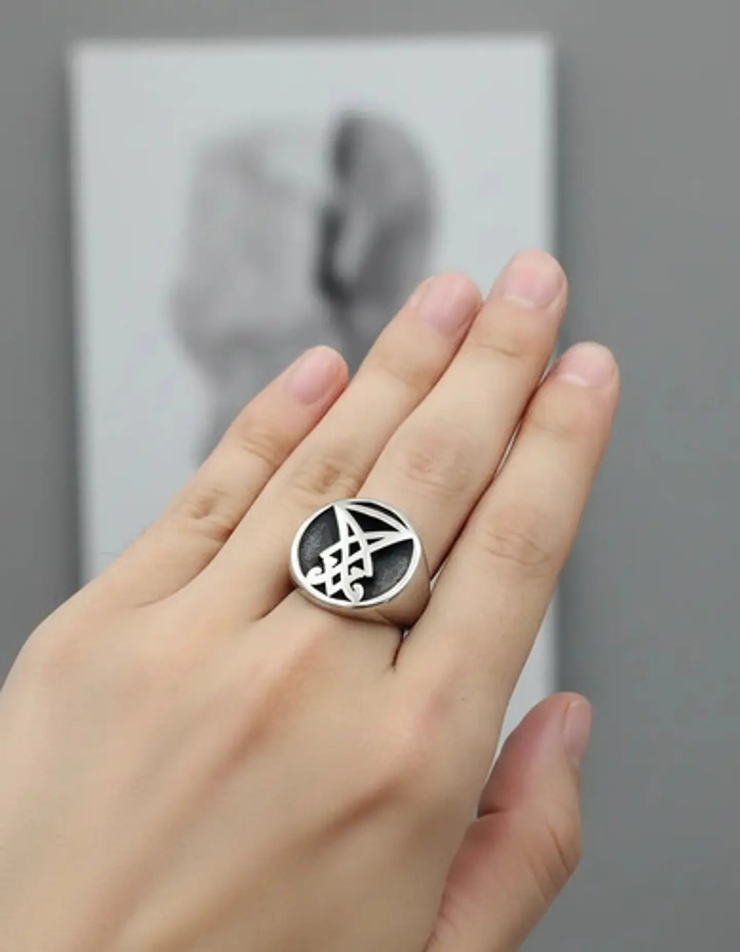 Anillo Color Plata Sello Sigil Acero Inoxidable Para Hombre 3