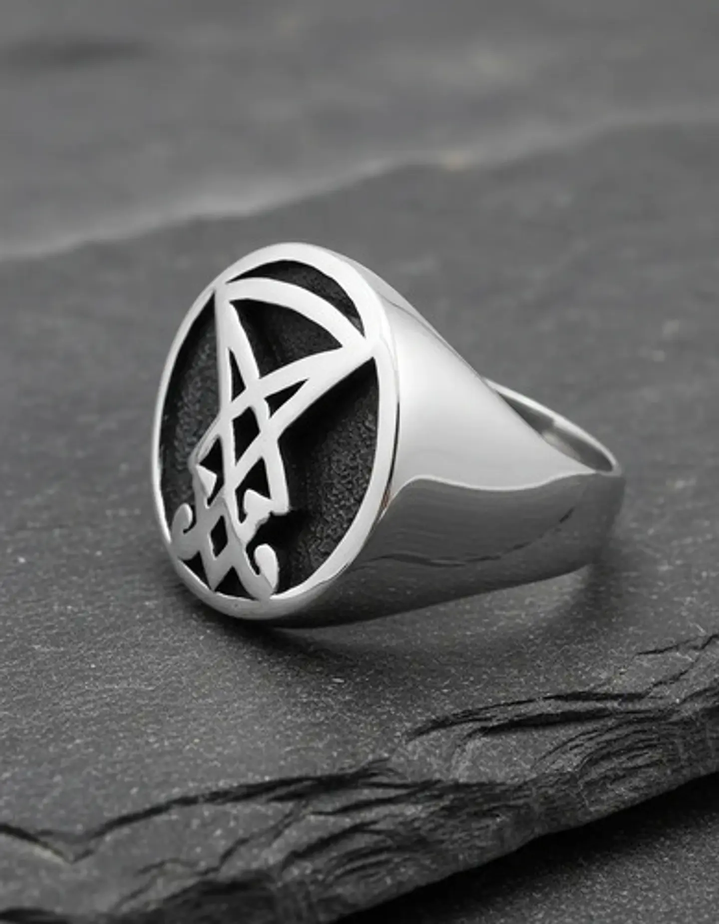 Anillo Color Plata Sello Sigil Acero Inoxidable Para Hombre 4