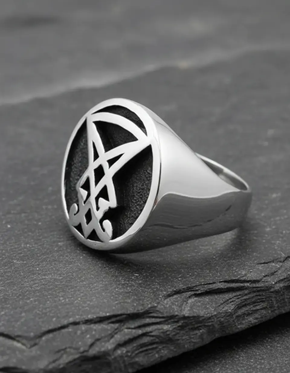 Anillo Color Plata Sello Sigil Acero Inoxidable Para Hombre 4