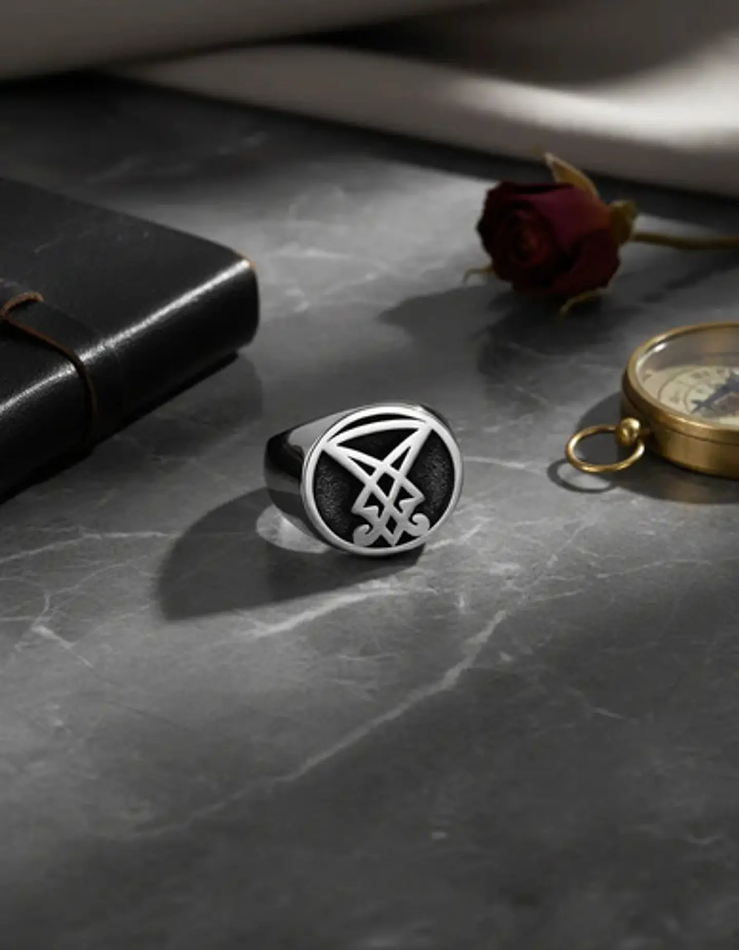 Anillo Color Plata Sello Sigil Acero Inoxidable Para Hombre 5