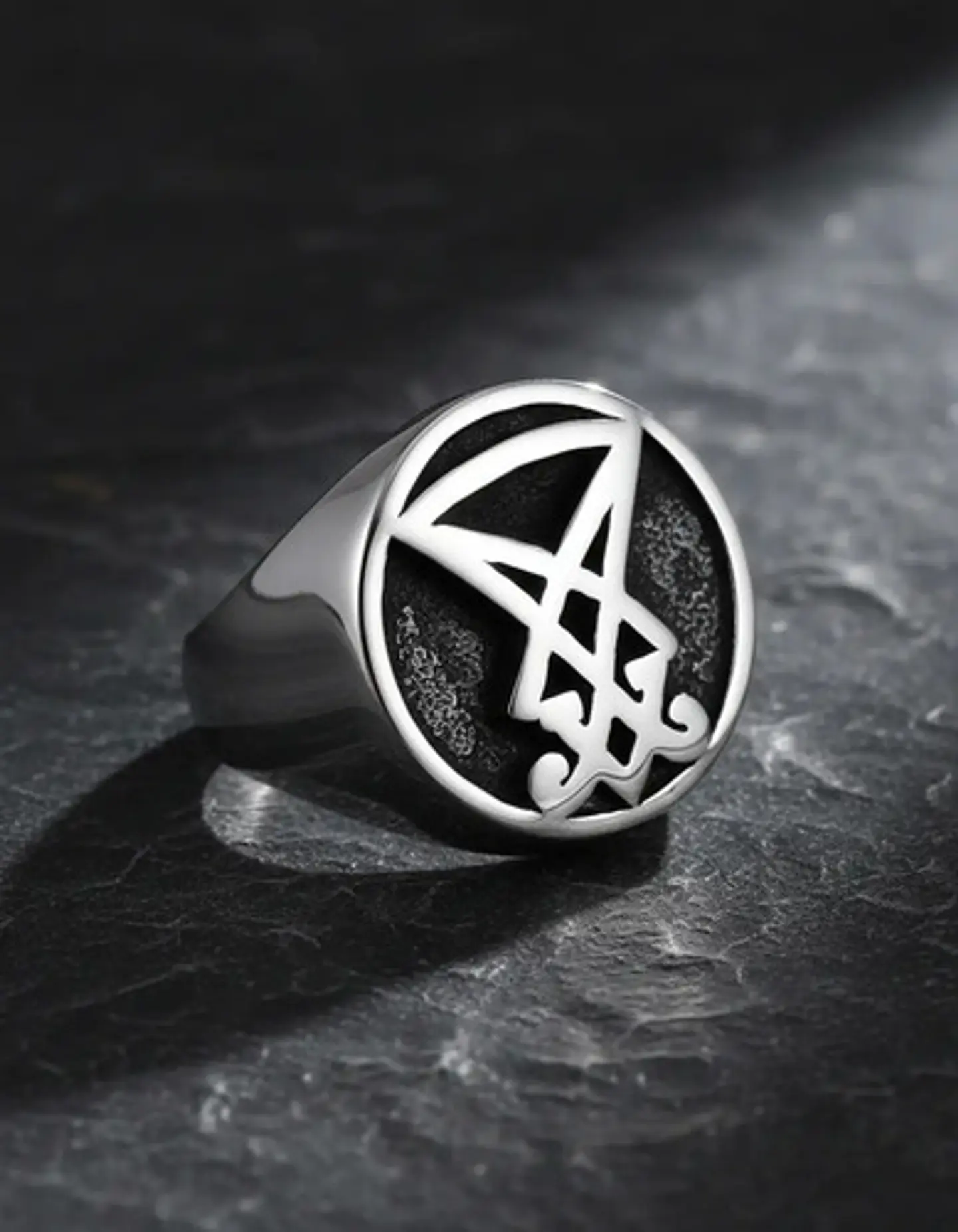Anillo Color Plata Sello Sigil Acero Inoxidable Para Hombre 7