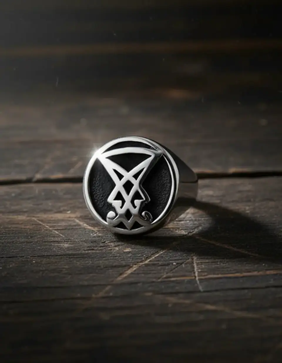 Anillo Color Plata Sello Sigil Acero Inoxidable Para Hombre 9